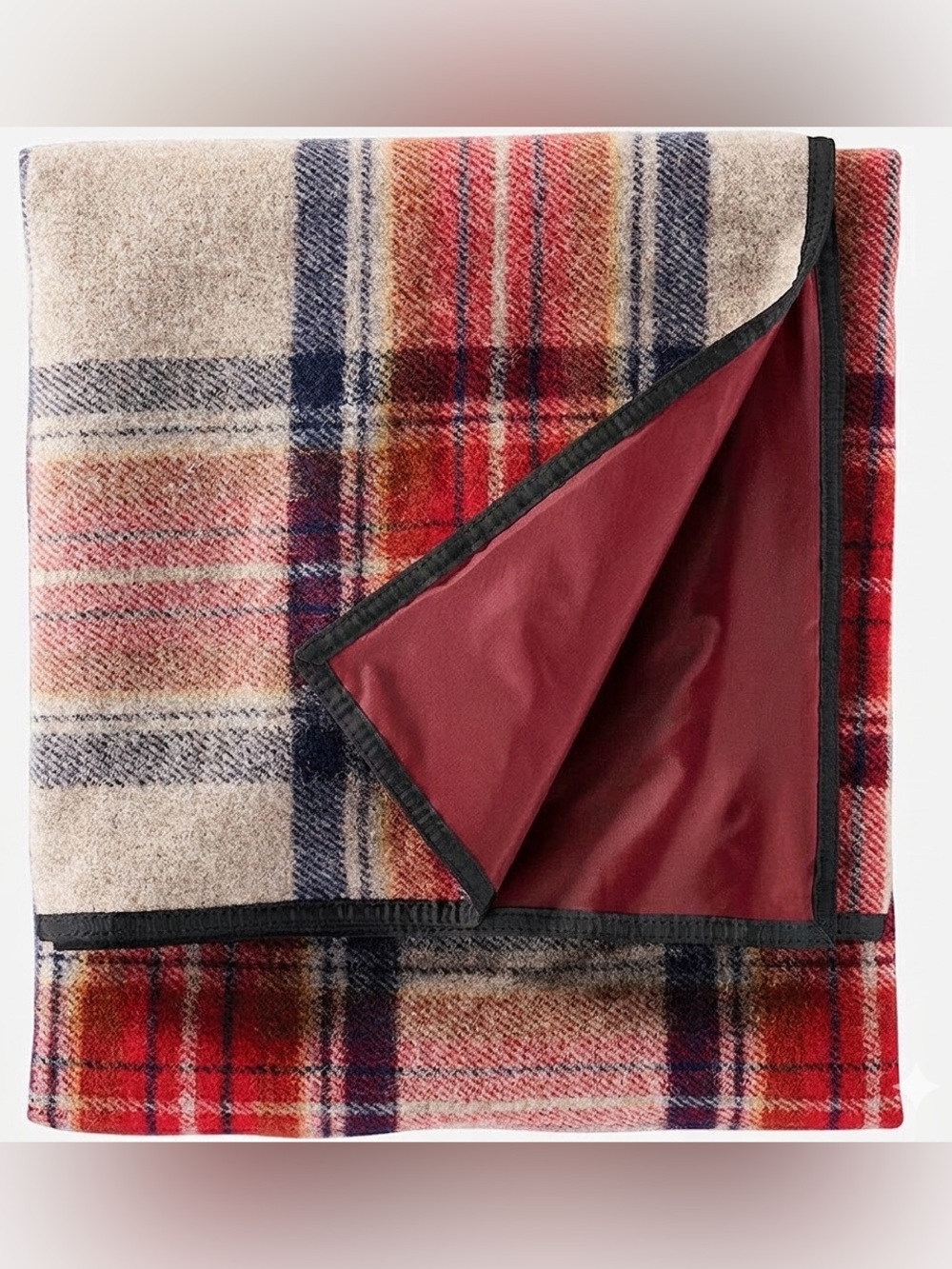 Pendleton Rob Roy Plaid Wool Roll-Up Blanket Travel Outdoor Concert Leather Bag